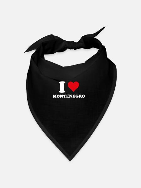 Ich liebe Montenegro Herzgeschenk Montenegrinisch - Bandana Dreieckstuch - Schwarz