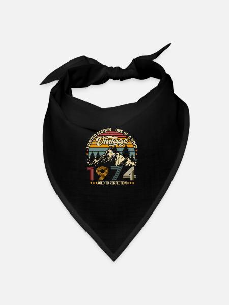 Vintage 1974 Jahrgang Geburtstag Retro Geschenk - Bandana Dreieckstuch - Schwarz