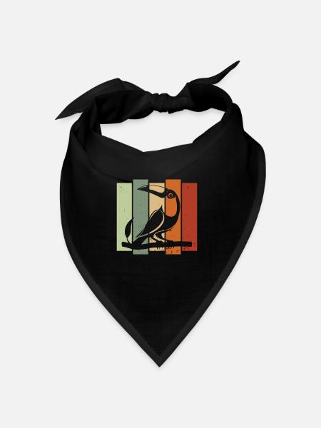 Tukan Retro Vogelbeobachtung Vogelbeobachter - Bandana Dreieckstuch - Schwarz