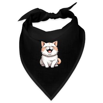 Katze Lächelnd - Bandana Dreieckstuch - Schwarz - Vorne
