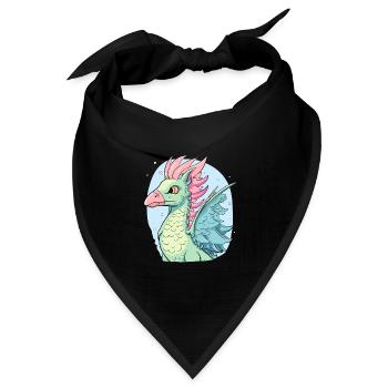 Ein Cartoon Adler Drache - Bandana Dreieckstuch - Schwarz - Vorne