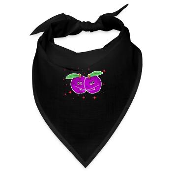 Cute Plum Couple Hugging Plum Fruit Lovers - Bandana Dreieckstuch - Schwarz - Vorne