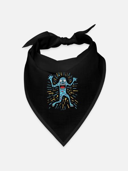 Cartoon Pop Art Charakter: Funky, Lustig, Spaß - Bandana Dreieckstuch - Schwarz