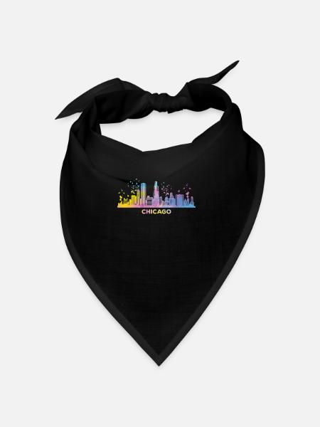 Chicagoan Aquarell Skyline Chicago - Bandana Dreieckstuch - Schwarz