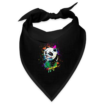 Roller fahrender Panda - Bandana Dreieckstuch - Schwarz - Vorne