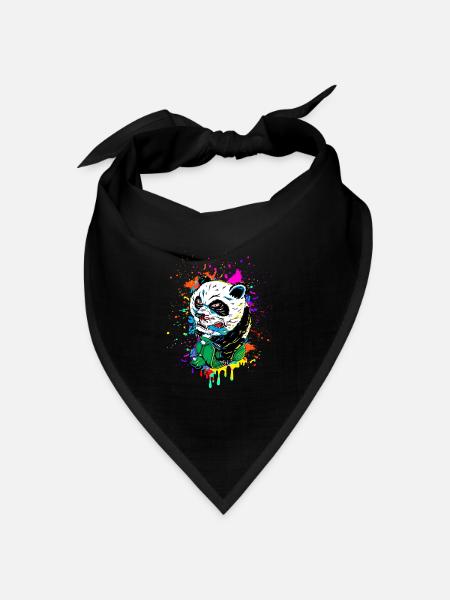 Roller fahrender Panda - Bandana Dreieckstuch - Schwarz