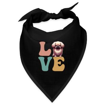 Pekinese Hundeliebhaber - Bandana Dreieckstuch - Schwarz - Vorne