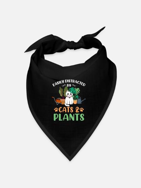 Katzen Pflanzen Gartenpflanzpflanzenliebhaber - Bandana Dreieckstuch - Schwarz