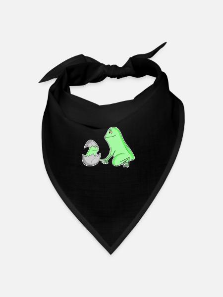 Frosch Familie - Frosch mit Baby - Bandana Dreieckstuch - Schwarz
