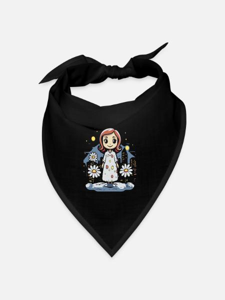 Cartoon Fröhliches Schlafwandeln und Gänseblümchen - Bandana Dreieckstuch - Schwarz
