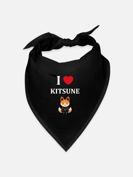Kitsune Japanischer Little Fox Humor - Bandana Dreieckstuch - Schwarz