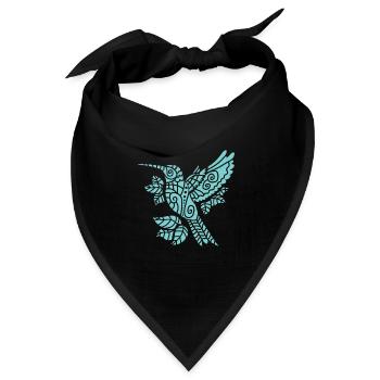 Kolibri Tribal Hummingbird - Bandana Dreieckstuch - Schwarz - Vorne