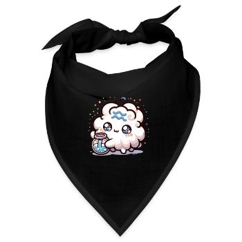 Wassermann Sternzeichen Kawaii Charakter Sternzeichen - Bandana Dreieckstuch - Schwarz - Vorne