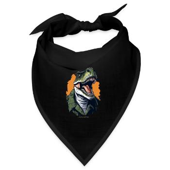 Ein Mensch als T Rex Dinosaurier - Bandana Dreieckstuch - Schwarz - Vorne