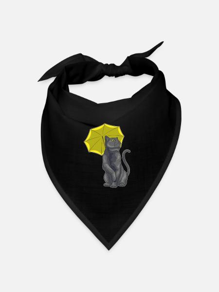 Katze Regenschirm - Bandana Dreieckstuch - Schwarz