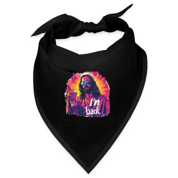 Jesus Christus Ostern, Ich Bin Zurück Party - Bandana Dreieckstuch - Schwarz - Vorne