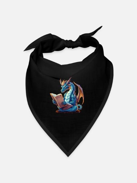 Dragons Und Bücher Nerd Dragon Liebhaber - Bandana Dreieckstuch - Schwarz