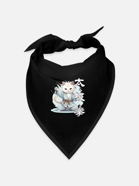 Tai Chi Martial Arts Cat Chinese Meditation Qi Gon - Bandana Dreieckstuch - Schwarz