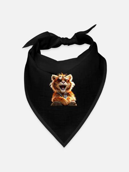 Tiger Raubkatze Wilde Katzen Liebhaber Süßer Tiger - Bandana Dreieckstuch - Schwarz