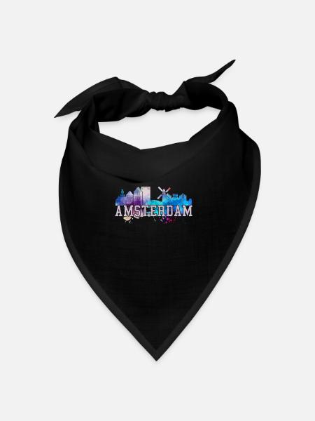 Amsterdam Niederlande Holland Souvenir - Bandana Dreieckstuch - Schwarz