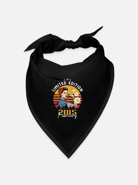 9 Jahre - Geboren im Februar 2015 - Bandana Dreieckstuch - Schwarz