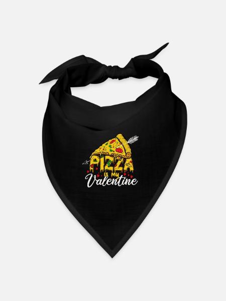 Pizza is my valentine für den Valentinstag - Bandana Dreieckstuch - Schwarz