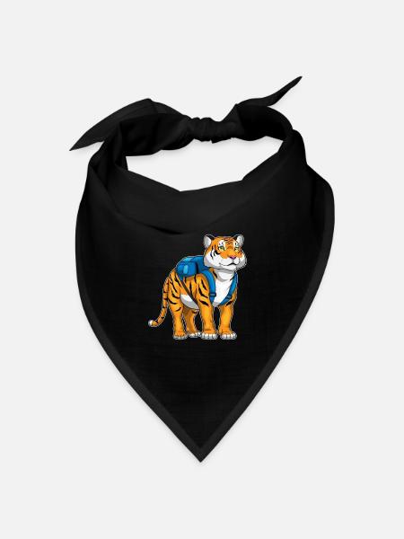 Tiger Schüler Rucksack Schule - Bandana Dreieckstuch - Schwarz