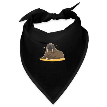 Walross Walrus | Walroß Walrosse Geschenk - Bandana Dreieckstuch - Schwarz - Vorne