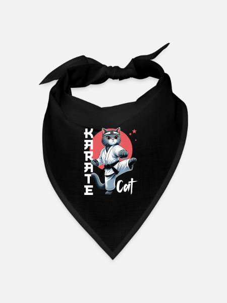 Lustige Katze Karate Cat Kampfsport Design - Bandana Dreieckstuch - Schwarz
