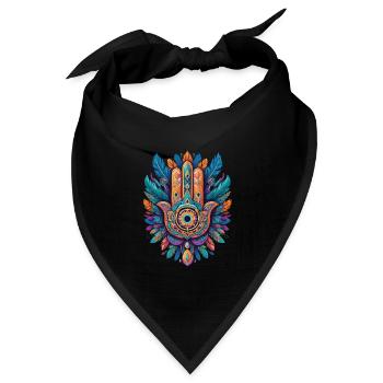 Spirituelle Hamsa Hand Federn Aesthetic Design - Bandana Dreieckstuch - Schwarz - Vorne