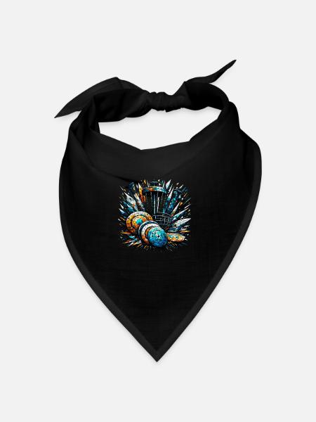 Polygon Art Frisbee Disc Golf Player Fliegende Scheiben - Bandana Dreieckstuch - Schwarz
