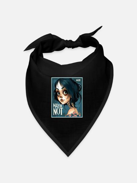 Comic Anime Mädchen, vielleicht, vielleicht nicht - Bandana Dreieckstuch - Schwarz