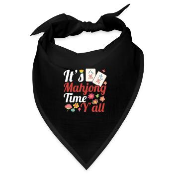 Geschenk für Mahjong Fans - Bandana Dreieckstuch - Schwarz - Vorne