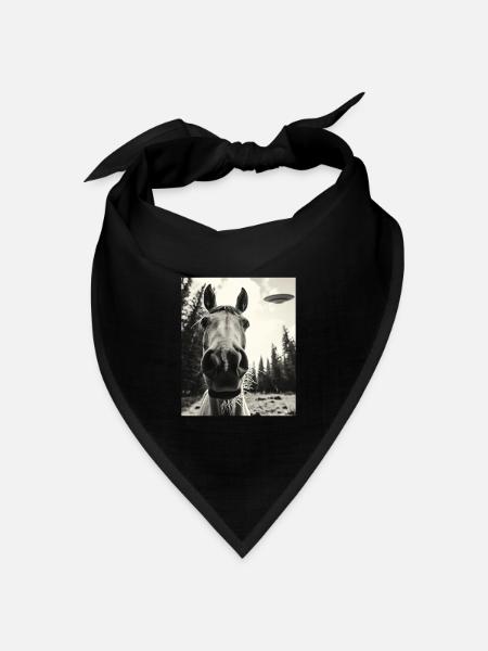 Pferd - Alien Selfie Arabian UFO - Bandana Dreieckstuch - Schwarz