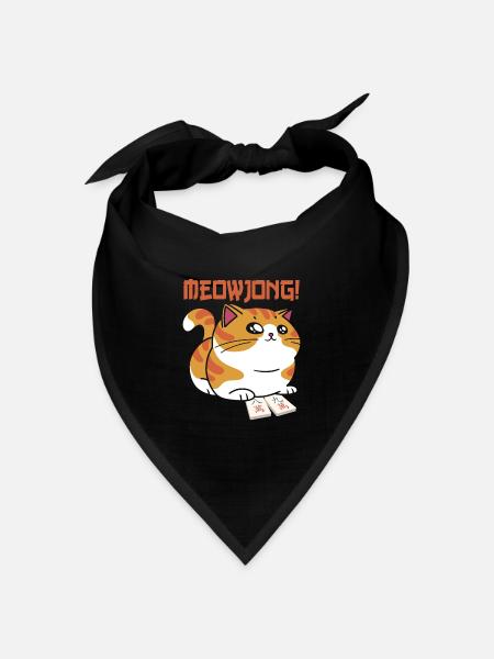 Geschenk für Mahjong Fans - Bandana Dreieckstuch - Schwarz