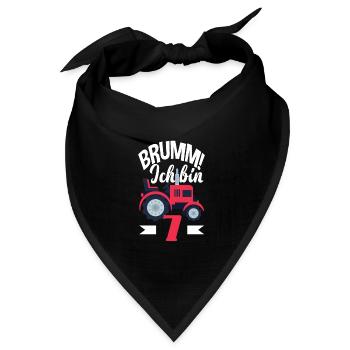 7. Geburtstag Traktor 7 Jahre Geburtstagsshirt - Bandana Dreieckstuch - Schwarz - Vorne