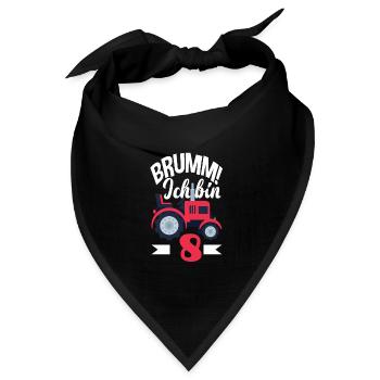 8. Geburtstag Traktor 8 Jahre Geburtstagsshirt - Bandana Dreieckstuch - Schwarz - Vorne