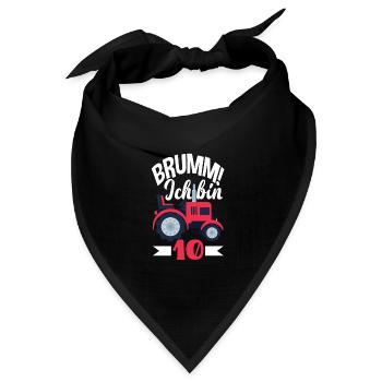 10. Geburtstag Traktor 10 Jahre Geburtstagsshirt - Bandana Dreieckstuch - Schwarz - Vorne