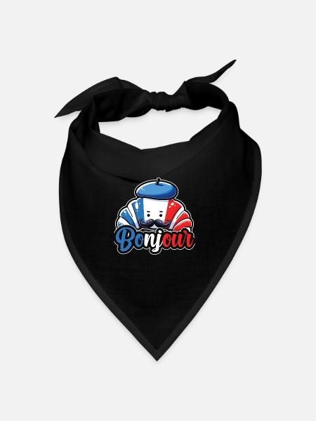 Französisch Croissant Liebhaber Frankreich Flagge - Bandana Dreieckstuch - Schwarz