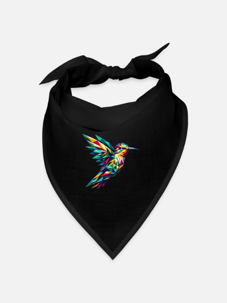 Kolibri in Polygonendarstellung - Bandana Dreieckstuch - Schwarz