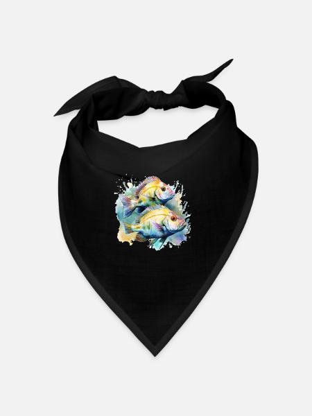 Watercolor Cichlid Breeder Aquarium Keeper Fish Lo - Bandana Dreieckstuch - Schwarz
