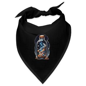 Weltall in Flasche Boho Style Bohemian Streetwear - Bandana Dreieckstuch - Schwarz - Vorne