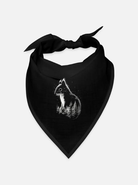 Eichhörnchen - Bandana Dreieckstuch - Schwarz
