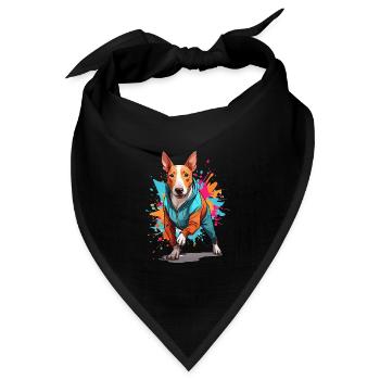 Bullterrier Streetwear Joggen Ästhetischer Style - Bandana Dreieckstuch - Schwarz - Vorne