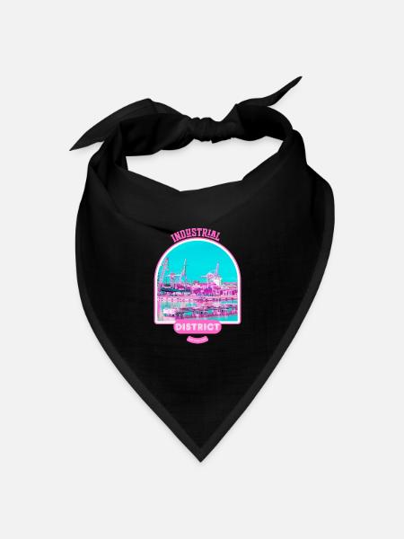 Pinker Industriehafen in Finnland - Bandana Dreieckstuch - Schwarz