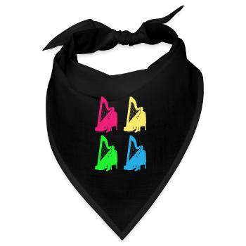 Bunte Harfenklänge Vielfalt Geschenk - Bandana Dreieckstuch - Schwarz - Vorne