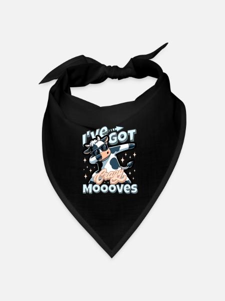 Lustiges Kuh Wortspiel - I've got crazy moooves - Bandana Dreieckstuch - Schwarz