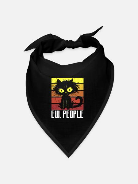Ew People Cat Lustige Vintage Anti -soziale - Bandana Dreieckstuch - Schwarz