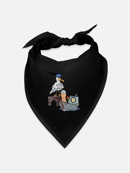 Möwe Maritim Vogel Seemann Boot Erdnuss Schiff - Bandana Dreieckstuch - Schwarz