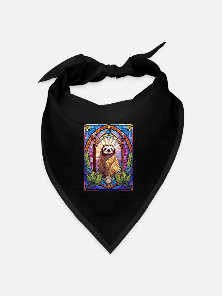 Cute Geometric Sloth Mammal Wildlife Stained Glass - Bandana Dreieckstuch - Schwarz